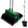 XXFLOWER Broom and Dustpan Set with Long Handle, Light Weight Stainless Steel Poles Stand Upright Dustpans with Broom Combo for Home Kitchen Office Pet Dog Hair, 1-Pack(Black Green) view 1