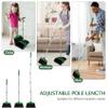 XXFLOWER Broom and Dustpan Set with Long Handle, Light Weight Stainless Steel Poles Stand Upright Dustpans with Broom Combo for Home Kitchen Office Pet Dog Hair, 1-Pack(Black Green) view 4