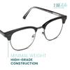 2SeeLife Premium Half Rim Reading Glasses Women & Men - Fits all Face Shapes, Metal & Sturdy Readers, Spring Hinges, Black, +2.25 view 2