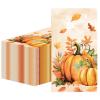 100 Pack Thanksgiving Napkins,Fall guest Napkins 4.3 x 7.9Inch Disposable Vintage Pumpkin Maple Leaf Hand Towels for Bathroom Pumpkin Dinner Napkins Fall Harvest Party Napkin for Autumn Thanksgiving view 1