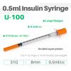 0.5cc Insulin Syringe 31G 5/16 Inch (8mm), 0.5ml Insulin Syringes with Needle, Pack of 100 view 2