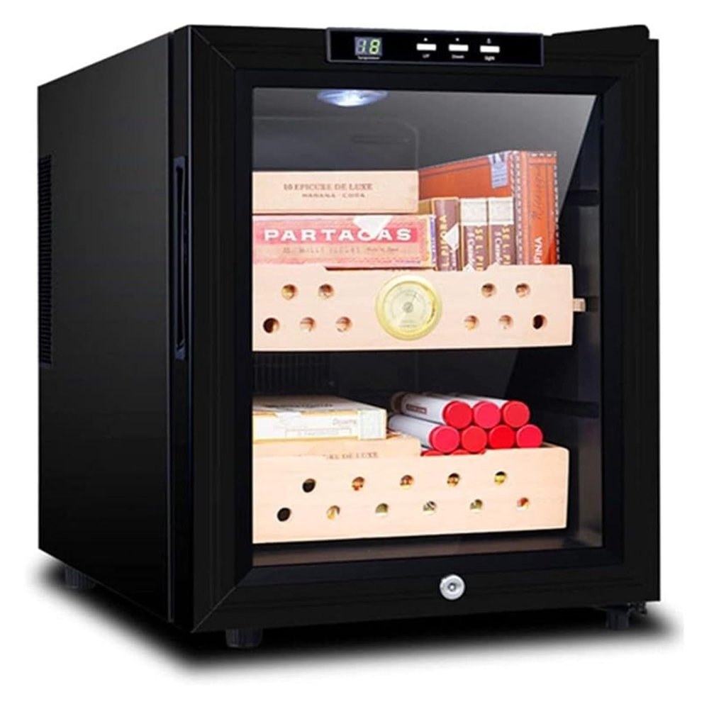 YDBMY Humidors Cigar Electric with Humidity Adjustment Function Constant Temperature Cigar Cabinet,Refrigeration Hold Up to 130 Cigars (Color : Black, Size : 36 * 50 * 48cm)