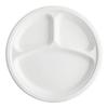 10" Compostable 3Compartment Plant Fiber Plate PFASFree, OilProof, Hot & Cold Food Safe 500/Case (White) view 1