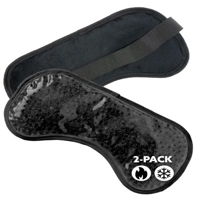 Alpi Plush Gel Beads Hot/Cold Eye Mask Eye Masks for Dark Circles and Puffiness Microwavable Plush Pack for Relaxation & Tension Comfort Reusable Heated or Cooling Compress Black, 8x4