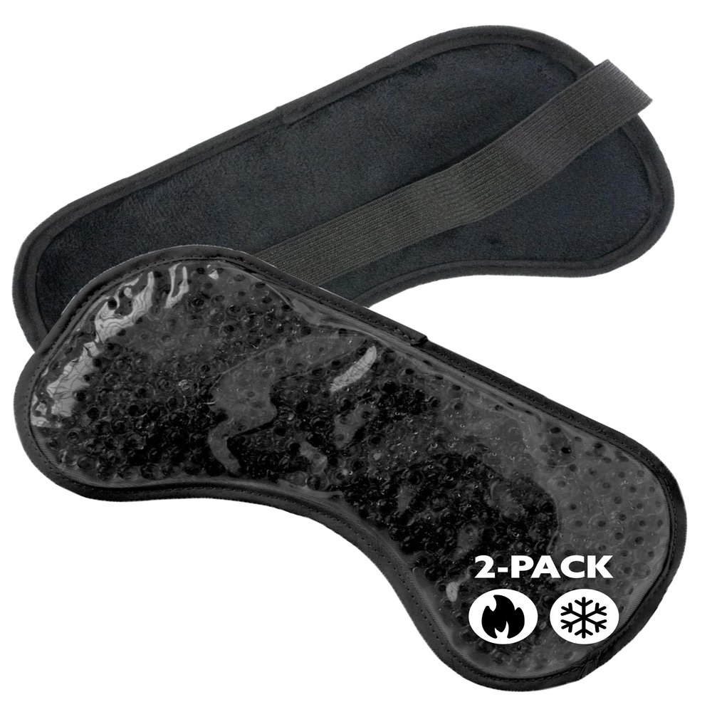 Alpi Plush Gel Beads Hot/Cold Eye Mask Eye Masks for Dark Circles and Puffiness Microwavable Plush Pack for Relaxation & Tension Comfort Reusable Heated or Cooling Compress Black, 8x4