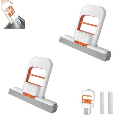 Mini Foldable Desktop Mop, 2025 Self-Squeeze Sponge Cleaning Tool, Suit for Wet Dry Use on Kitchen Countertops Glass ,Living Room, Car, Bathroom(1PC)(2pcs)