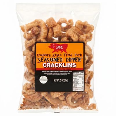 Lee's Seasoned Dipper Pork Cracklins, Chicharrones 3 oz (24 Count)