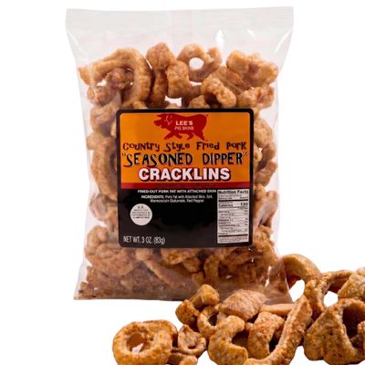Lee's Seasoned Dipper Fried Pork Cracklings | Cracklins, 3 oz (12 Count)