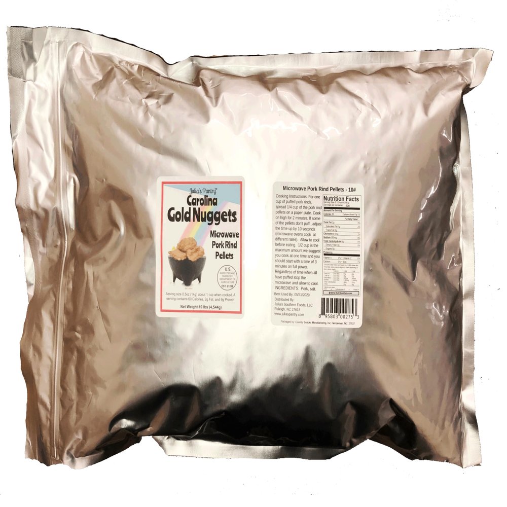 Carolina Gold Nuggets Microwave Pork Pellets, 10# Bulk Bag, Zero Carb, Keto, Paleo, Gluten Free, High Protein Snack