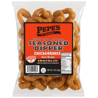 Pepe's Cracklins, Fried Pork Fat with Skin, Traditional Snack, Keto Tortilla Chips & Crisps, Potato Chips & Crisps, Corn Chips & Crisps (24 Count, Seasoned Dipper)