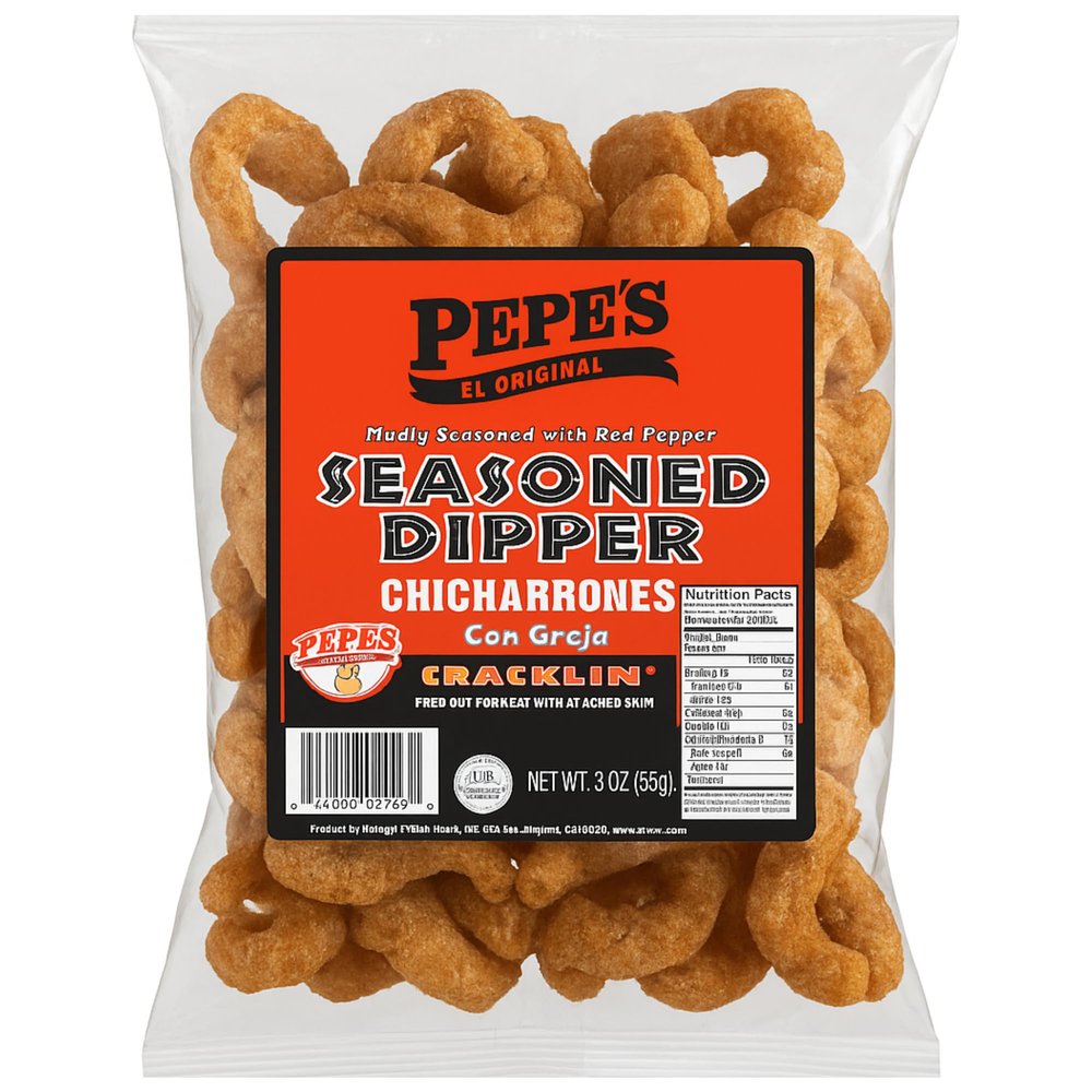 Pepe's Cracklins, Fried Pork Fat with Skin, Traditional Snack, Keto Tortilla Chips & Crisps, Potato Chips & Crisps, Corn Chips & Crisps (24 Count, Seasoned Dipper)