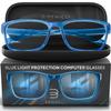 Stylish Blue Light Computer Blocking Glasses for Men and Women - Ease Digital Eye Strain, Dry Eyes, Headaches and Blurry Vision - Instantly Blocks Glare from Computers and Phone Screens, Case - Blue view 1