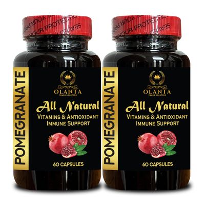 OLANTA TRADE SOLUTION Antioxidant Herbal Supplement with Pomegranate Extract, Plant-Based Daily Wellness Pills, Immunity & Joint Support - 2 Bottles 120 Capsules