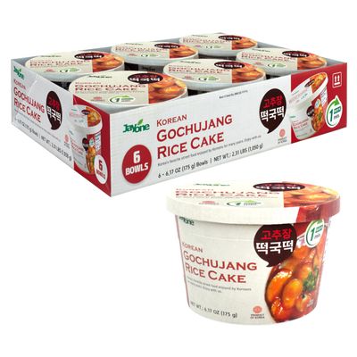 Jayone Cup Tteokbokki, Korean Rice Cake Street Food Snack, Quick & Easy to Cook, Microwavable, Original Spicy Flavor (6 Cups)