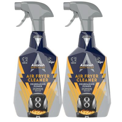 Astonish 750ml Specialist Air Fryer Cleaner Spray with Baking Soda, 2 Pack - Non Stick Safe Grease Remover, Food Residue Lifter, Quick Rinse Vegan Cruelty Free Kitchen Degreaser, No Scrub Formula