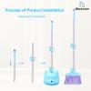 28'' Kids Mini Broom and Dustpan Set - Toddler Cleaning Toy, Toddler Household Helper, Parent-Child Interactive Play Cleaning Tool, Cute Cartoon Design, Small Safe Corner Broom (Blue) view 3
