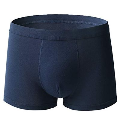 Men's Incontinence Underwear,Leak Proof Urine Washable Reusable Cotton Boxer Brief, Absorbent Odor Neutralization Briefs (Blue,6XL)