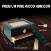 Extrabily Personalized Engraved Wooden Box, Glass Top with Thick Cedar Wood, Gift for Men/Women, Easy Humidification System, Accurate Digital Hygrometer - Brown view 4