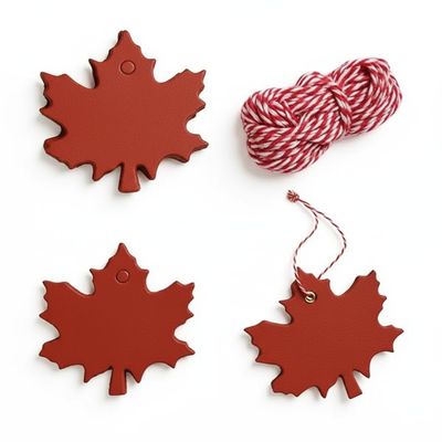 100 Pcs Thanksgiving Gift Tags, Gift Tags with String Attached, Fall Maple Leaf Kraft Paper Tag, Red Maple Leaves Paper Labels with 33 Feet Red White String for Thanksgiving, Christmas, Wedding