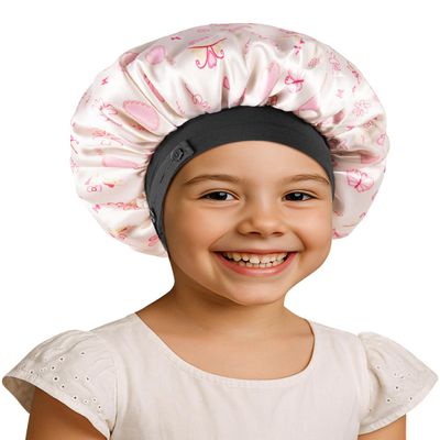 Satin Bonnet for Kids Baby with Adjustable Soft Elastic Band(Beige Heart)