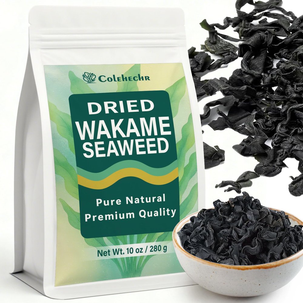 10 oz Dried Wakame Seaweed Natural Dried Seaweed for Miso Soup, Seaweed Salad, Sushi, Ramen & Stir-Fry Gluten-Free, Vegan, Resealable Bag, Quick Soak Kelp for Asian Cooking
