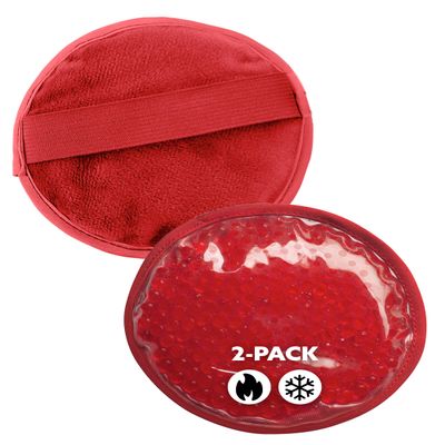 Alpi Circle Plush Gel Ice Packs Reusable & Microwavable 4x4 Small Ice Packs for Kids & Adults Hot or Cold Eye Mask with Beads - Plush Comfort for Muscle Aches & Minor Discomfort Red