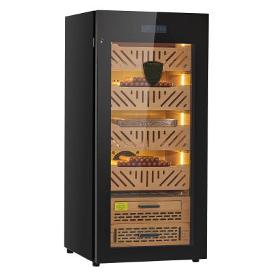 VEVOR Electric Humidor, 88L Cigar Humidor, 1000 Counts Electric Cigar Humidor with Compressor Cooling, Constant Humidity & Temperature Control, Spanish Cedar Wood Shelves & Drawers, for Household