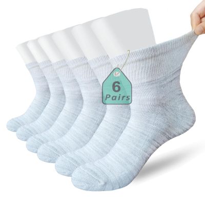 Extra-Wide Diabetic Socks 6 Pairs with Non Binding Top for Wide Feet,Neuropathy,Arthritic,Ankle Sock Men 10-13 Grey