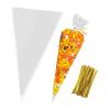 100pcs Cone Shaped Treat Bags 6.3x11.8 Inch Clear Plastic Triangle Bag for Popcorn Favor Candy, Food-Grade Plastic Treat Bags for Snacks, Cookies, Christmas Potpourri Cellophane Bags, Halloween Triangular Candy Bag view 1