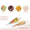 100pcs Cone Shaped Treat Bags 6.3x11.8 Inch Clear Plastic Triangle Bag for Popcorn Favor Candy, Food-Grade Plastic Treat Bags for Snacks, Cookies, Christmas Potpourri Cellophane Bags, Halloween Triangular Candy Bag view 4