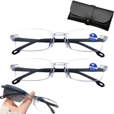 Dianaily Automatic Zoom Anti-Blue Light Presbyopia Glasses for Women Men, Auto Focus Glasses Self Adjusting near and Far Sighted (2 SET,Auto Zoom)