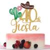 40th Fiesta Cake Topper, Taco Bout 40, Happy 40th Birthday Cake Topper, Aloha 40, Mexican Fiesta Themed 40th Birthday Party Decorations Glitter view 1