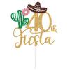 40th Fiesta Cake Topper, Taco Bout 40, Happy 40th Birthday Cake Topper, Aloha 40, Mexican Fiesta Themed 40th Birthday Party Decorations Glitter view 2