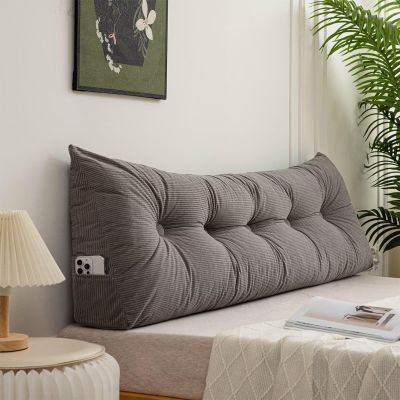 Triangular Wedge Headboard Pillow, 4.8In Thickened Positioning Support Reading Backrest Ergonomic Full Size Wedge Pillow Headboard for Dorm Bed Pillows Cushion Bed Bolster (Grey,2415.8In)