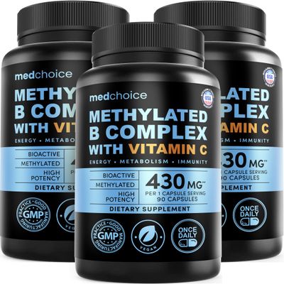 9-in-1 Vitamin B Complex - Methylated Multivitamin with B12 Methylcobalamin, Methylfolate, L-5-MTHF & Vitamin C - Methylated B Complex for Women & Men - Non-GMO, Gluten-Free, & Vegan (270 Servings)