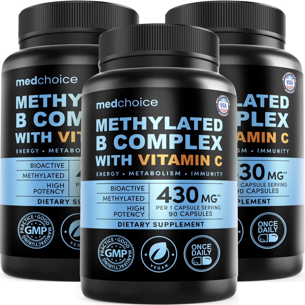 9-in-1 Vitamin B Complex - Methylated Multivitamin with B12 Methylcobalamin, Methylfolate, L-5-MTHF & Vitamin C - Methylated B Complex for Women & Men - Non-GMO, Gluten-Free, & Vegan (270 Servings)
