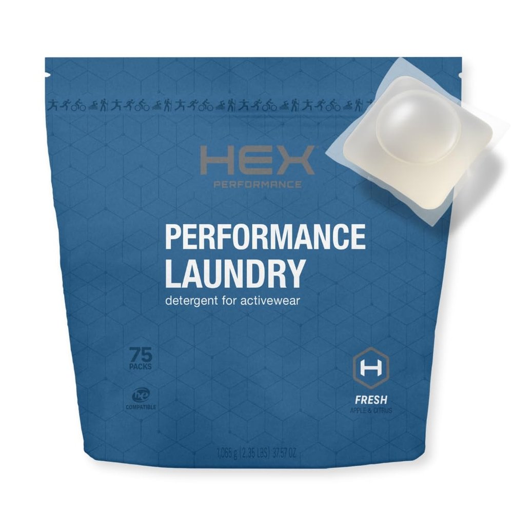 HEX Performance Laundry Detergent Packs, Fresh Scent, 75 Count Activewear Detergent Pods for Odor & Sweat Removal, Concentrated Sport Wash, HE Compatible