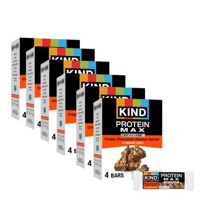 KIND Protein MAX Bars, Crispy Chocolate Peanut Butter, Gluten Free, Low Sugar, High Fiber Snacks, 20g Protein, 24 Count