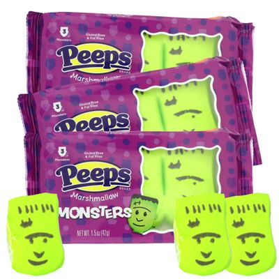 Halloween Peeps Monster Marshmallows, Spooky Party Favors or Dessert Toppers, 3 Count (Pack of 3)