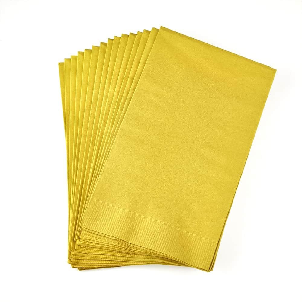 3 Ply Solid Gold Dinner Paper Napkin Premium Disposable Dinner Napkins for Weddings Parties Catering and Events Thick Soft Durable Table Setting Napkins (360)