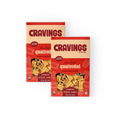 Cravings x Sfoglini Quattrotini Pasta 2 Pack | Organic Durum Semolina Pasta Noodles | Bronze-Die Cut Italian-Inspired Shape, 16oz each