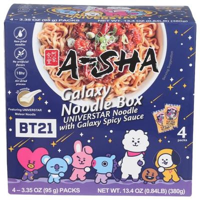A-Sha Noodles Meteor Spicy Soft Cook 13.4 oz (Pack of 6)