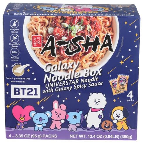A-Sha Noodles Meteor Spicy Soft Cook 13.4 oz (Pack of 6)