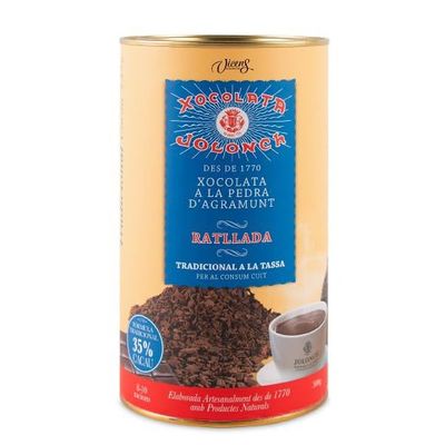 Jolonch Chocolate A La Pedra D'Agramunt | Stone Grated Small Chips | Cacao 35% | Mexico Sourced Spain Packed | Vicens Oldest Xocolata Factory In The World Est. 1770 | Baking or Hot Chocolate or Pastries | 17.64 oz (500 gr) (Pack of 1, 17.64, Ounce)