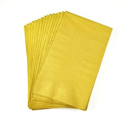 3 Ply Solid Gold Dinner Paper Napkin Premium Disposable Dinner Napkins for Weddings Parties Catering and Events Thick Soft Durable Table Setting Napkins (75)