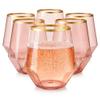 40 count Diamond Unbreakable Stemless Plastic Wine Champagne Whiskey Glasses Elegant Durable Disposable Indoor Outdoor Ideal for Home, Office, Bars, Wedding, 12 Ounce Cups (Diamond Pink Matte Gold) view 1