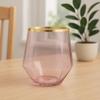 40 count Diamond Unbreakable Stemless Plastic Wine Champagne Whiskey Glasses Elegant Durable Disposable Indoor Outdoor Ideal for Home, Office, Bars, Wedding, 12 Ounce Cups (Diamond Pink Matte Gold) view 3
