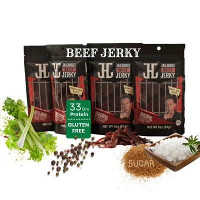 JailHouse Beef Jerky Original | High-Protein Snacks for adults, Gluten-Free Jerky Fuel for Active Lifestyles | Uncut Mob Taste | Your Poker Table Carnivore Snax | The Perfect Gourmet Gift for Men
