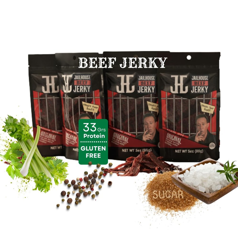 JailHouse Beef Jerky Original | High-Protein Snacks for adults, Gluten-Free Jerky Fuel for Active Lifestyles | Uncut Mob Taste | Your Poker Table Carnivore Snax | The Perfect Gourmet Gift for Men