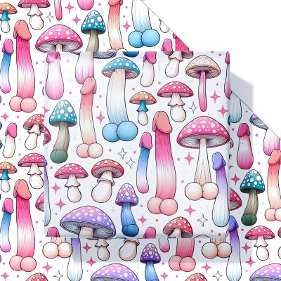 Dtiafu Funny Wrapping Paper Naughty Mushroom Gift Wrapping Paper Bulk Folded Flat Rude Shape for Women Men Adult Husband Wife Holiday Birthday (6 Pack)